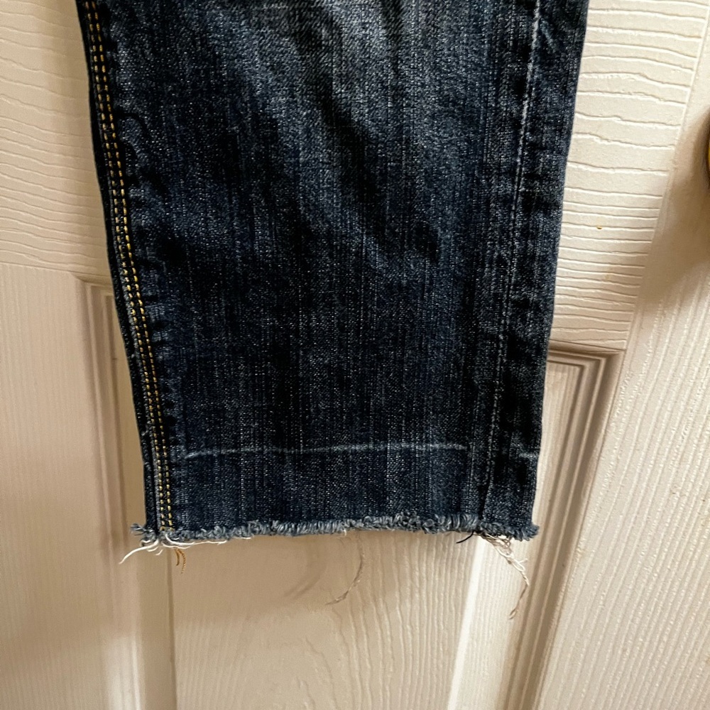 ULTRA RARE~ED HARDY~ TATTOO JEANS ~ SKINNY RAW HEM ~ MIXED MEDIA ~ DOVE~28 - Picture 12 of 16